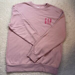 Gap Mens LW DB Fleece Primitive Crewneck Sweatshirt Pink M Buttery Soft Cozy